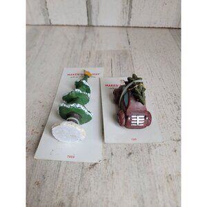 Makers holiday tree cutting‎ red car village accessory Xmas set
